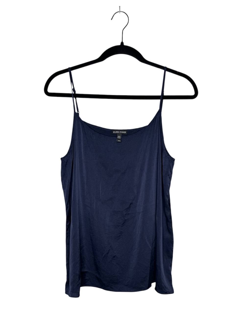 Eileen Fisher dark blue satin tank top business office career beach boho